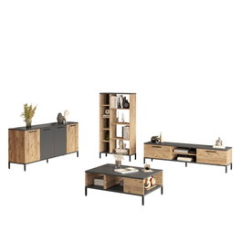 Hanah Home Conjunto de muebles de salón Rl6-Aa en Pino Atlántico y Antracita